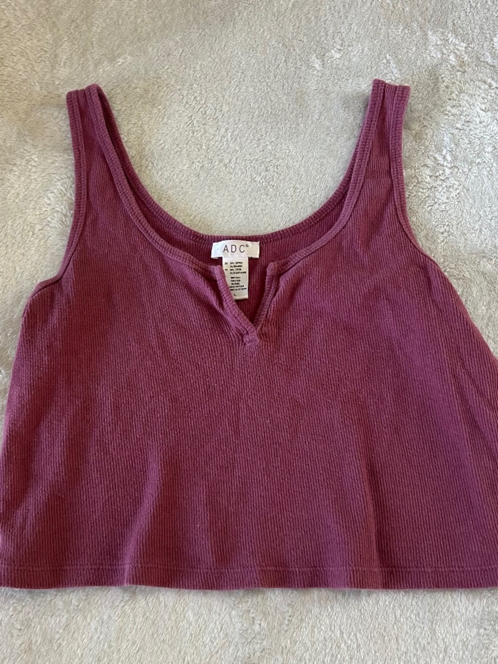 ADC Purple Ribbed Crop Tank Top
